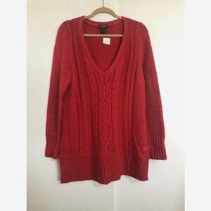 LANE BRYANT Red Cable Knit Sweater NWT Size 14/16 Vee Neck
